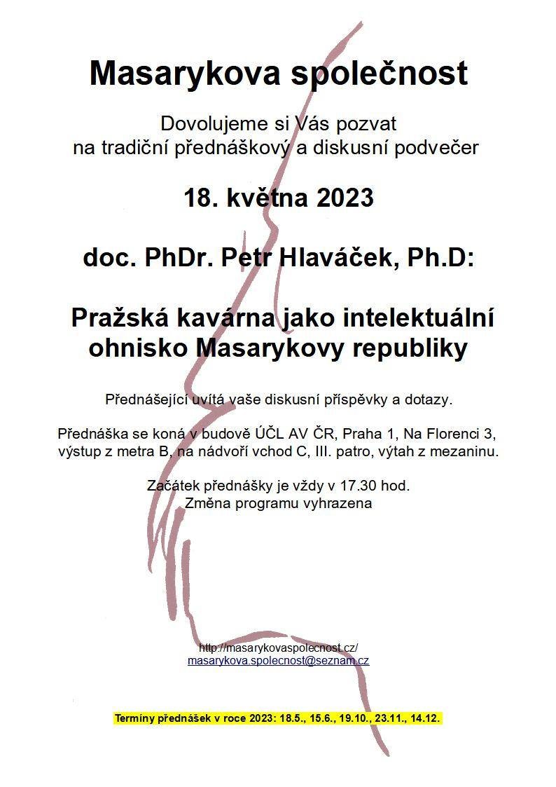 PŘEDNÁŠKA doc. PhDr. Petra Hlaváčka, Ph.D. – ČTVRTEK 18. KVĚTNA 2023